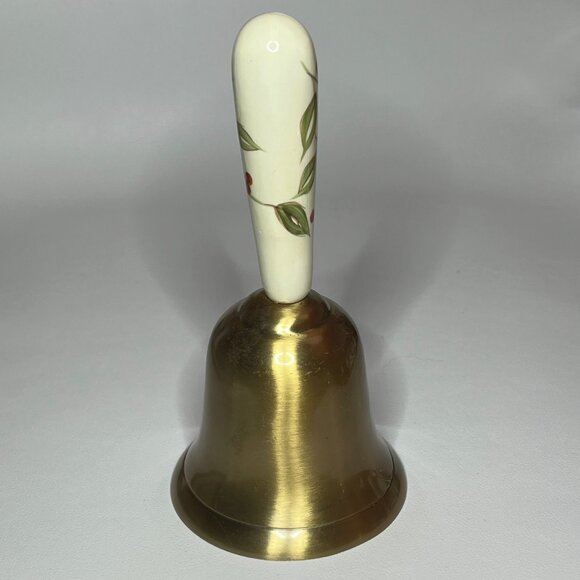 Brass Bell with Porcelain Handle Beautiful Sounding Ring - Picture 5 of 7